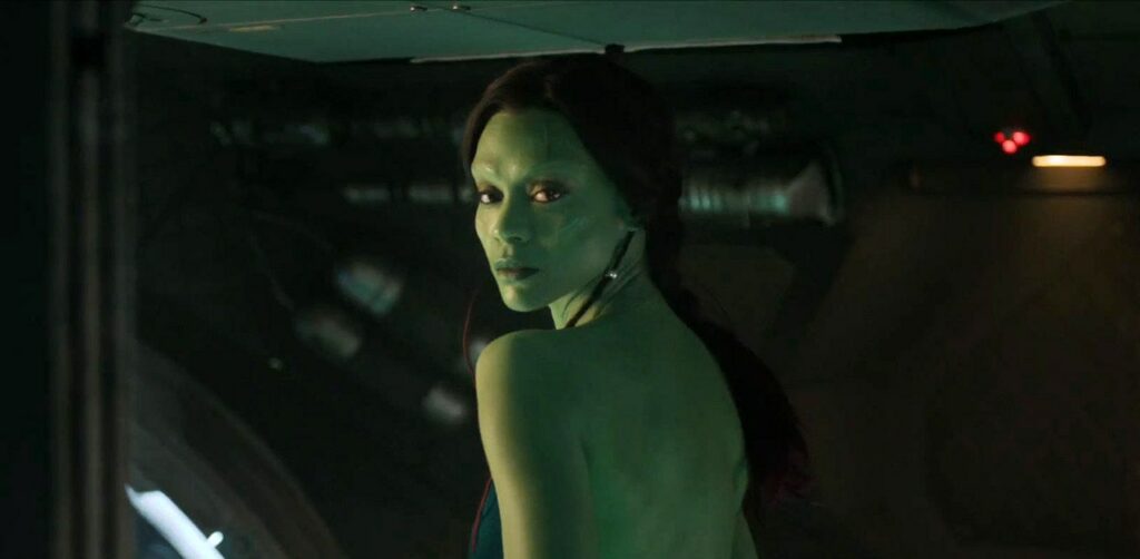 Guardiani della Galassia 3: la Gamora di Zoe Saldana in una foto dal set