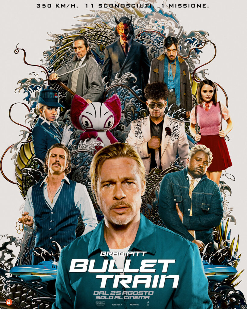 Aaron Taylor-Johnson rivela che Brad Pitt ha una "lista nera" di attori con cui non lavorerà mai 1 bullet train poster